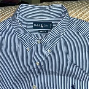 Ralph Lauren Blue and White Casual Button Down Shirt